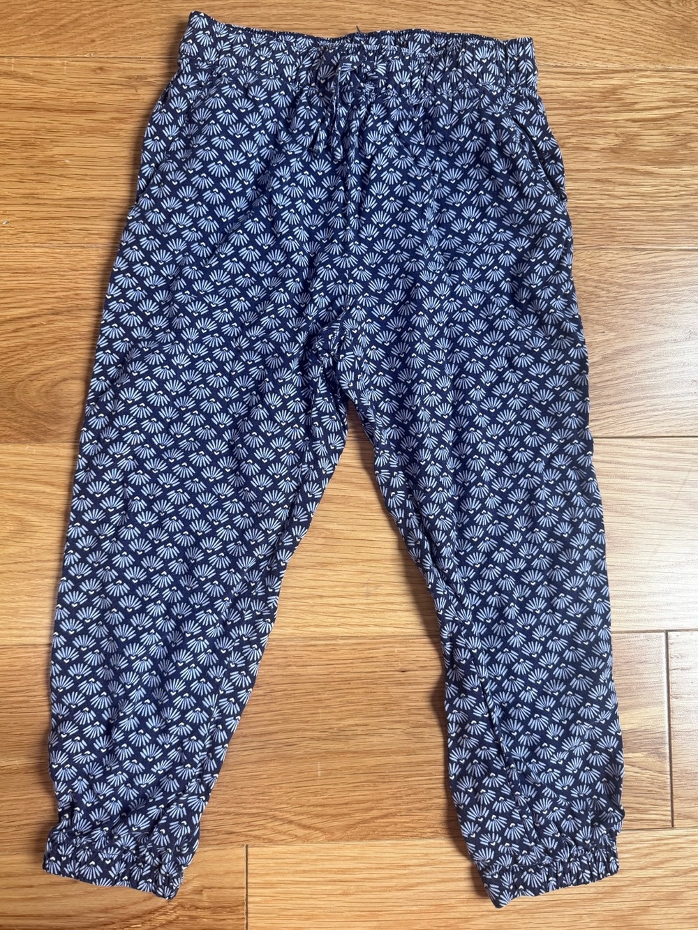 H&M Navy Blue Floral-Print Joggers
